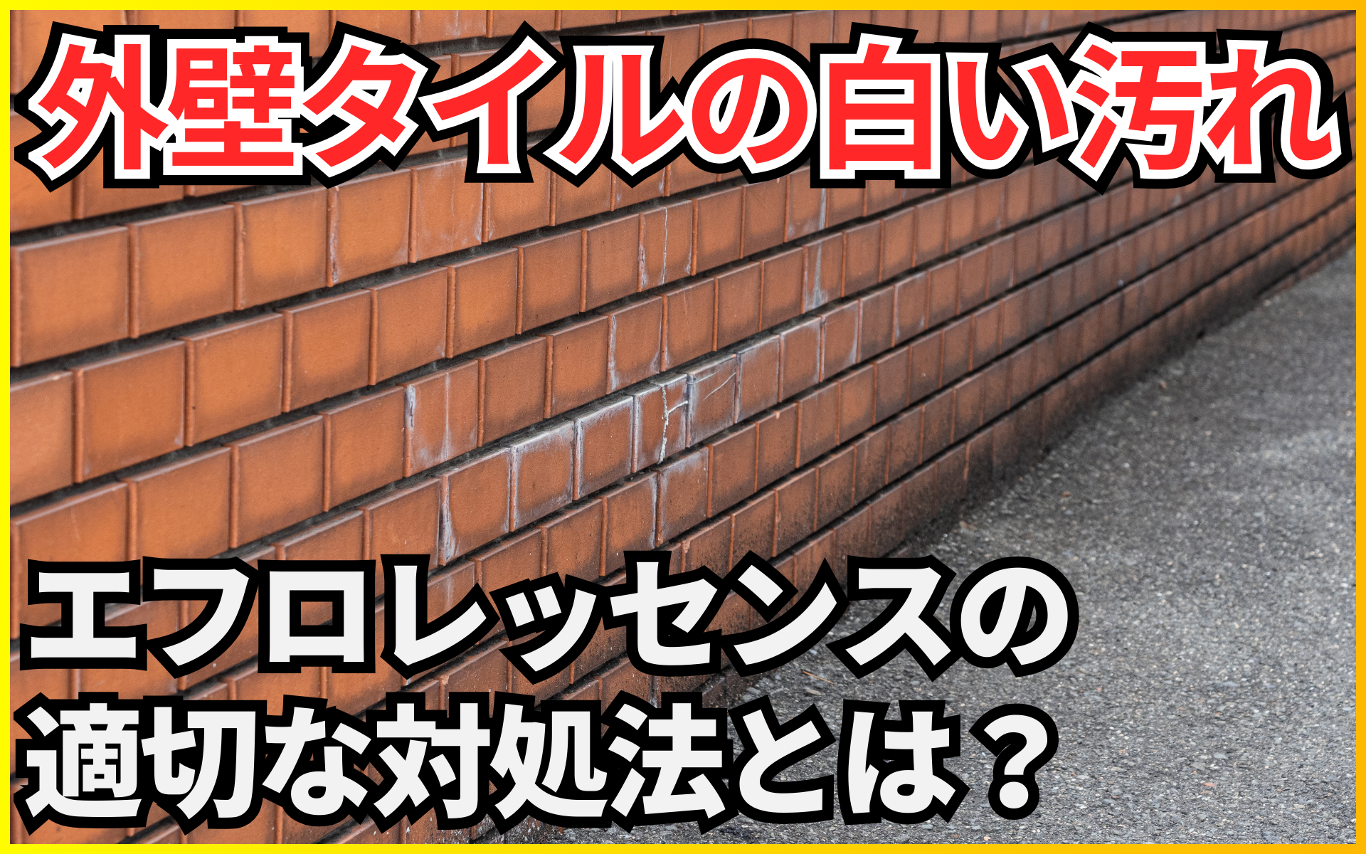 外壁タイルの白い汚れ”エフロレッセンス”って何？適切な対処法と間違った対処法について解説
